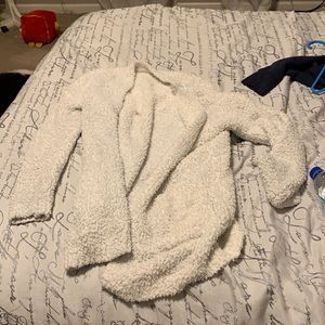 White fuzzy cardigan